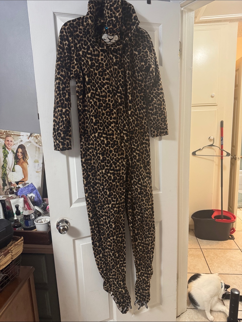 Joe Boxer Leopard-Print Fleece Onesie Jumpsuit in Brown and Black